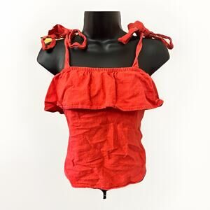 How Very Loved Size Small Red Ruffle Tie Strap Tank Top Casual Summer Women’s